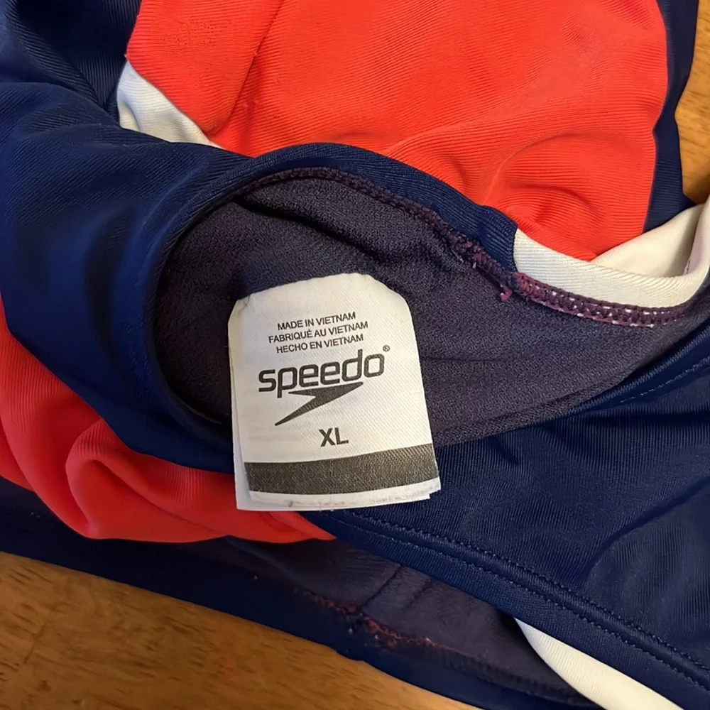 Speedo Infinity Splice One Piece Swimsuit Girls XL Red Blue White Racerback